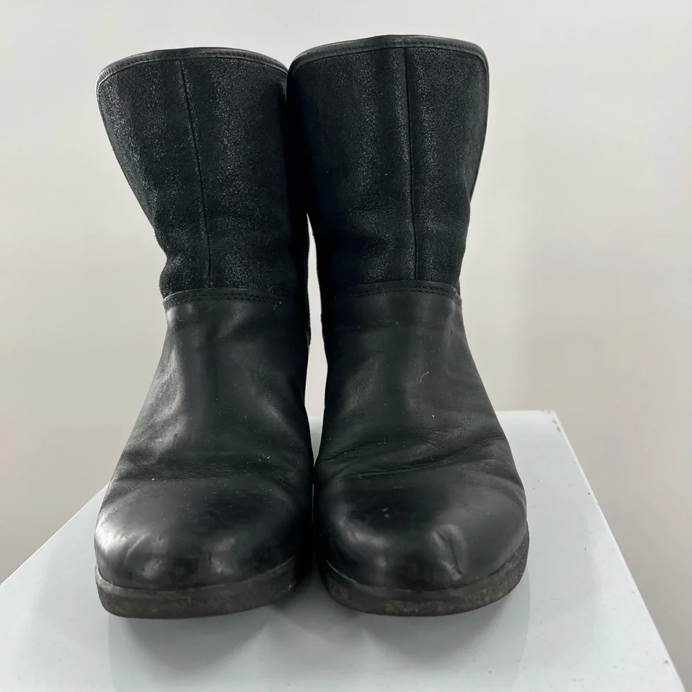 UGG Devoran Black Wedge Waterproof Ankle Booties Ladies